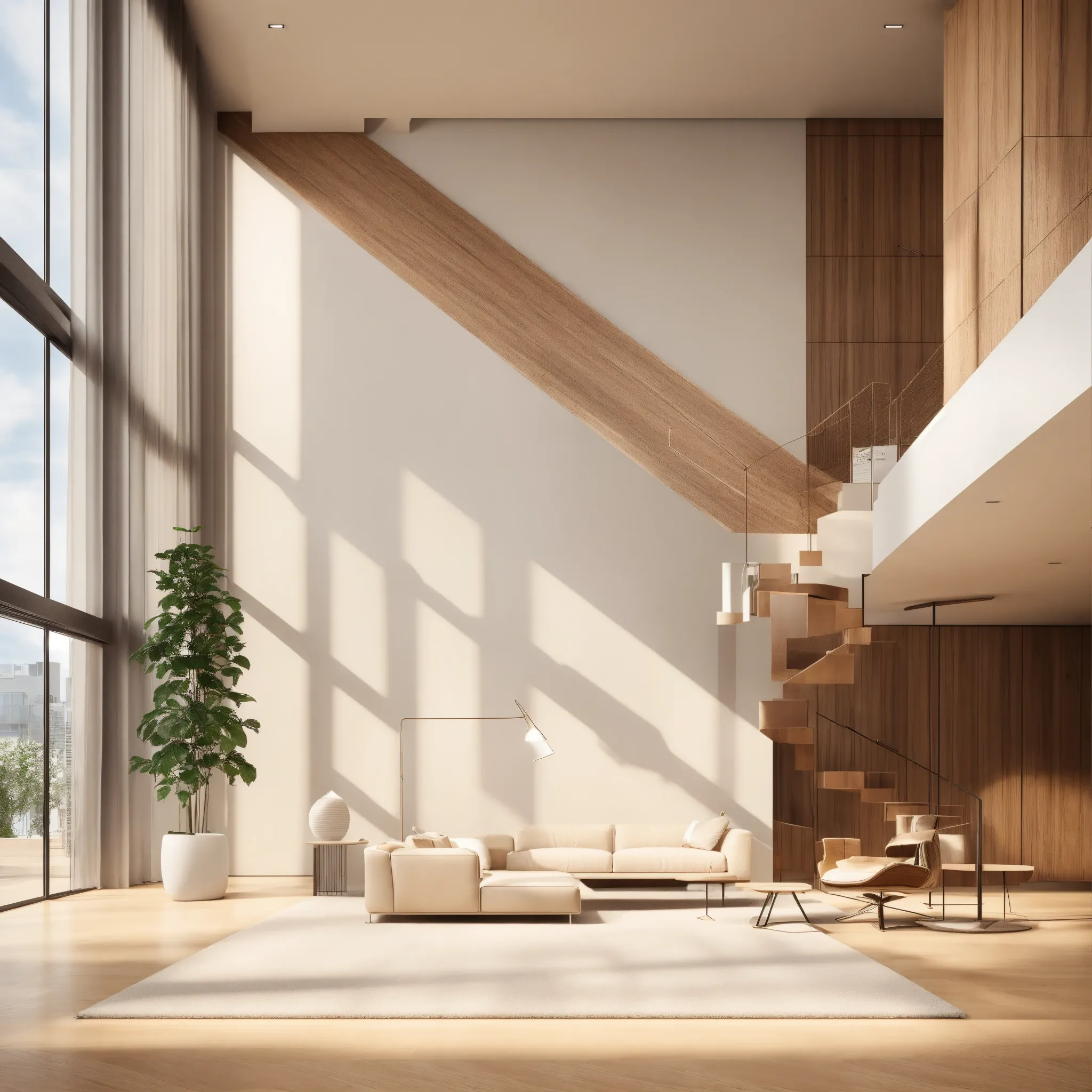 Minimalistisch interieur met natuurlijk licht